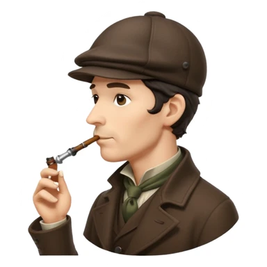 A side view of Sherlock Holmes wearing a deerstalker hat and smoking a pipe sticker