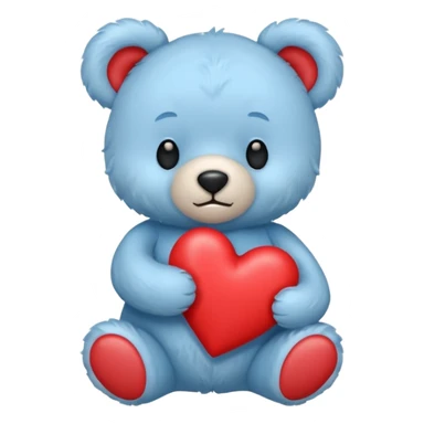 blue pastel teddy bear hold red heart sticker