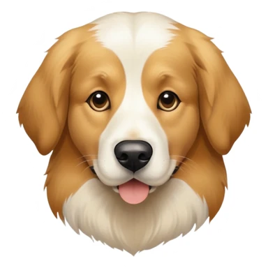 This is a big, dog with a white and brown face thats fur texture is like a golden retriever who got way too close to the camera, white face and very dark brown ears with black around his eyes  sticker