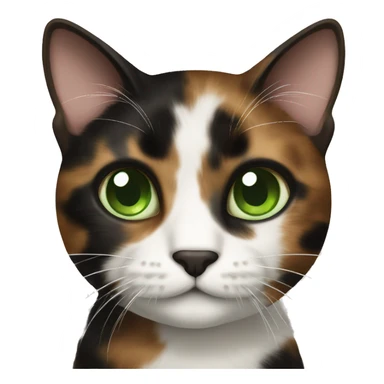 Brown white and black tortoiseshell cat with green eyes  sticker