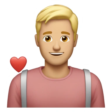 A blonde man showing how in love he is with tons of hearts sticker