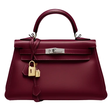 A Hermes mini Kelly bag in burgundy color  sticker
