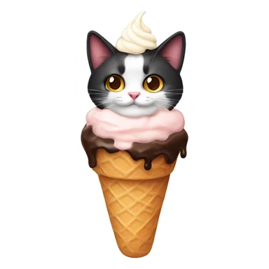 Icecream with dark calico cat sticker