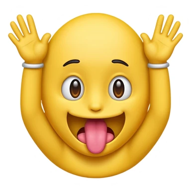 Emoji sticking its tongue out with hands on the side sticker