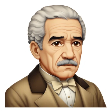 Cinematic Realistic Gabriel García Márquez Portrait Emoji, depicted as a visionary writer with a contemplative gaze in period attire, rendered with rich textures and warm literary lighting that captures his magical realism legacy. sticker