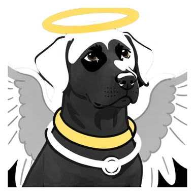Black lab with halo and angel wings sticker