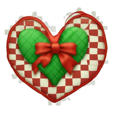 Un Coeur de Noël avec motif carreaux vert et rouge sticker
