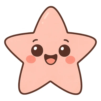 a cute pink star, original design, big eyes, blushing cheeks, joyful sticker