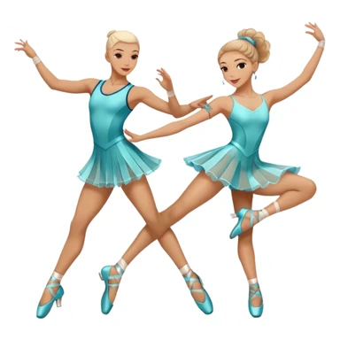 Icon for Sports Dance: a couple in competitive dance attire performing a synchronized dance, with dance shoes, a rhythmic floor, and a competition backdrop. The icon should capture athleticism, technique, and precision in sports dance. Transparent background. sticker