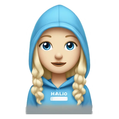 White Swedish blonde girl with blue eyes wearing a hoodie and loves hallo kitty sticker