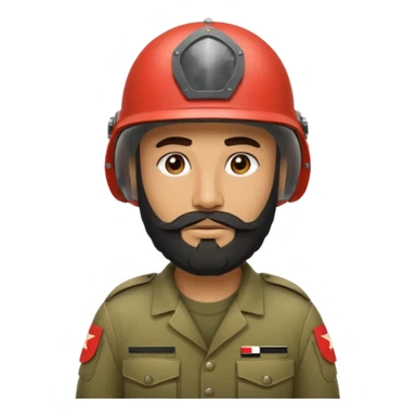 VERY TIRED, swarthy, Iraqi soldier in a casque, casque without insignia, with a beard sticker