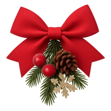 Christmas bow with decoration , remove background sticker