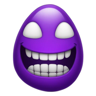 Purple bean with large toothy smile evil grin sticker