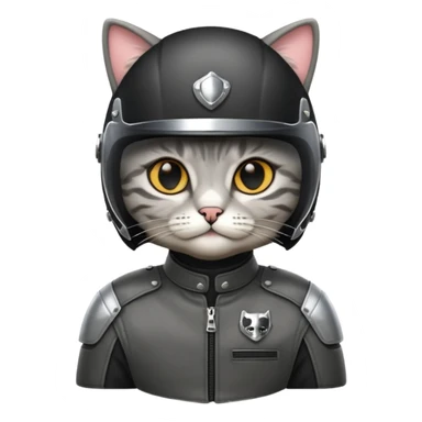 cat with motorcycle helmet and leather suit sticker