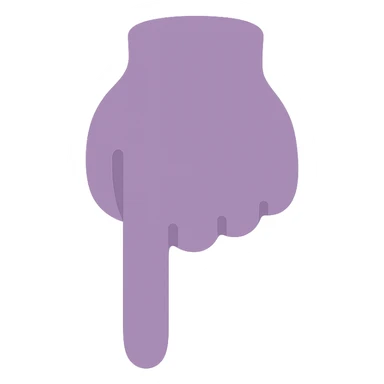 A dull purple Backhand Index Pointing Down sticker