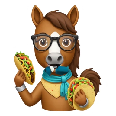 horse holding taco with glasses sticker