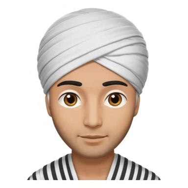 Un arabe que lleve un turbante de color blanco con rayas gris que solo lleve la cabeza sticker