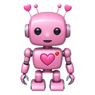cute pink robot with hearts pink sticker
