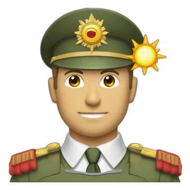 Sun soldado ruso en posición firmes saludando estilo militar sticker