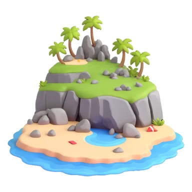 tiny island with beach and rocks sticker