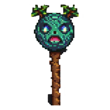 log with eyes holding a stick sticker