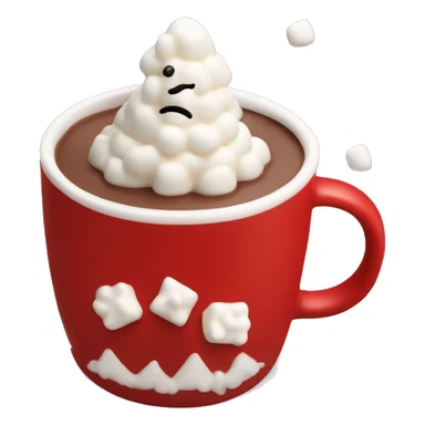 Hot chocolate in red Christmas mug with tiny marshmallows  sticker