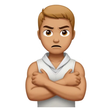 Arms crossed holding neck angry sticker