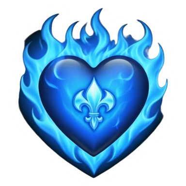 black heart with blue flames surrounding the perimiter  sticker