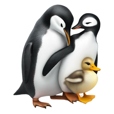 One Penguin kissing one duck sticker