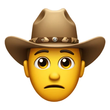 Sad emoji with cowboy hat sticker