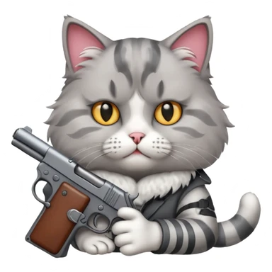 Upset cat with a gun sticker