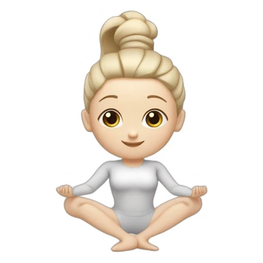 Pale skinned fit woman In a white tight yoga suit With ash blonde hair in a ponytail and gray eyes doing yoga sticker