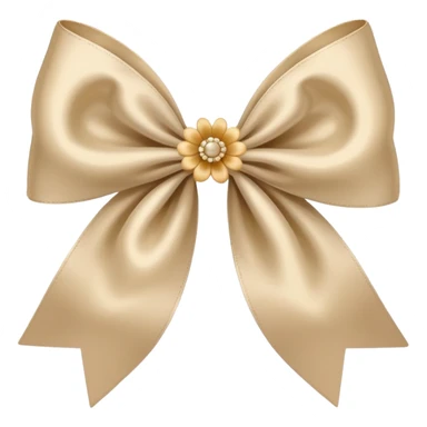 beige bow emoji, with a flower sticker