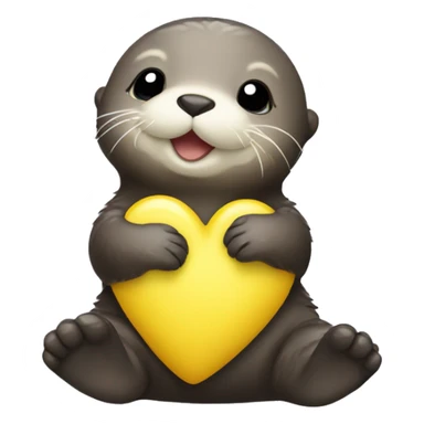 Baby sea otter with yellow heart in its paws sticker