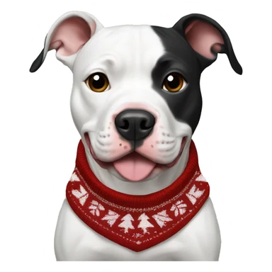 Black and white pitbull with Christmas sweater sticker