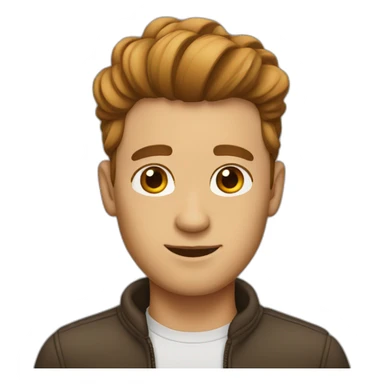 A man whose hair is brown and wears freshness sticker