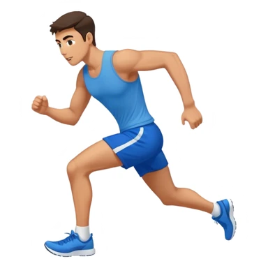 brunette fit man with blue shorts running very fast sticker