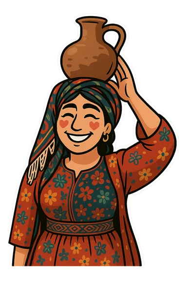 Cartoon sticker in Flat Toon style with a love expression, transparent background. sticker