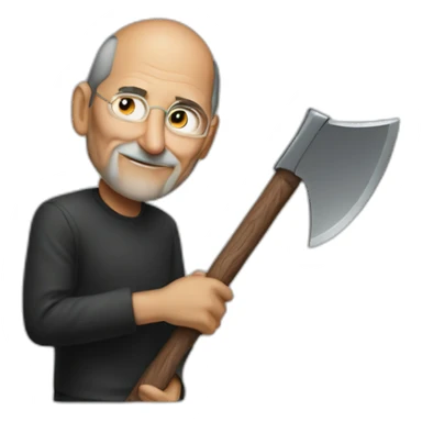 Steve jobs with a greataxe sticker