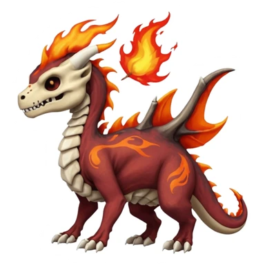 Skeletal Fiery Volcanic Cubone-Salandit-Marowak-Duskull-dragon with a flame-mane-Mohawk sticker