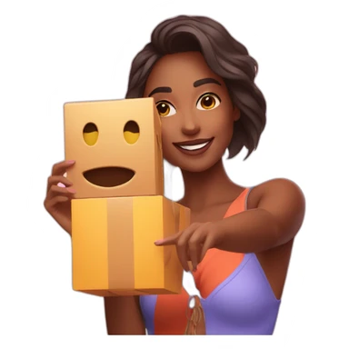 influencer taking a selfie with a bright box in her arms sticker