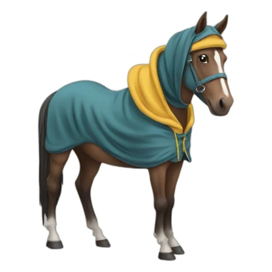 A horse wearing a hoodie sticker