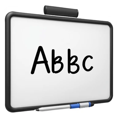 Whiteboard with ABC written on with handwriting sticker