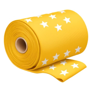 yellow roll of fabric with star pattern, smart fabric, high-tech textile sticker