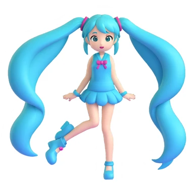 Hatsune Miku with teal twin tails sticker