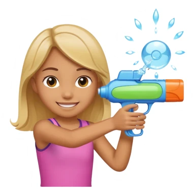 Girl shooting kid with water gun  sticker