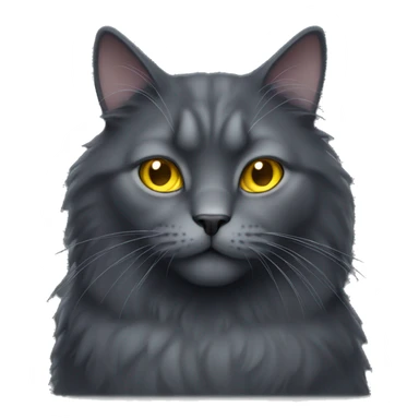 Big Fluffy dark grey cat with yellow eyes sticker