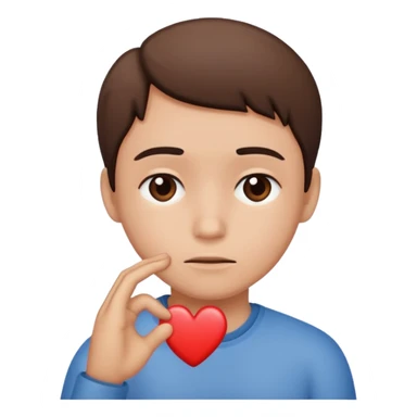 A red emoji that is sad and has a hand making a heart sticker