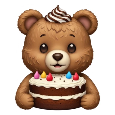 Morning teddy with chocolate cake sticker
