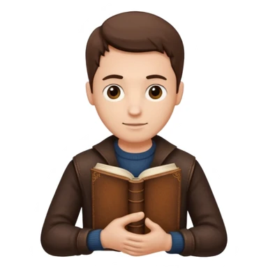 thinking man and his hand has book sticker